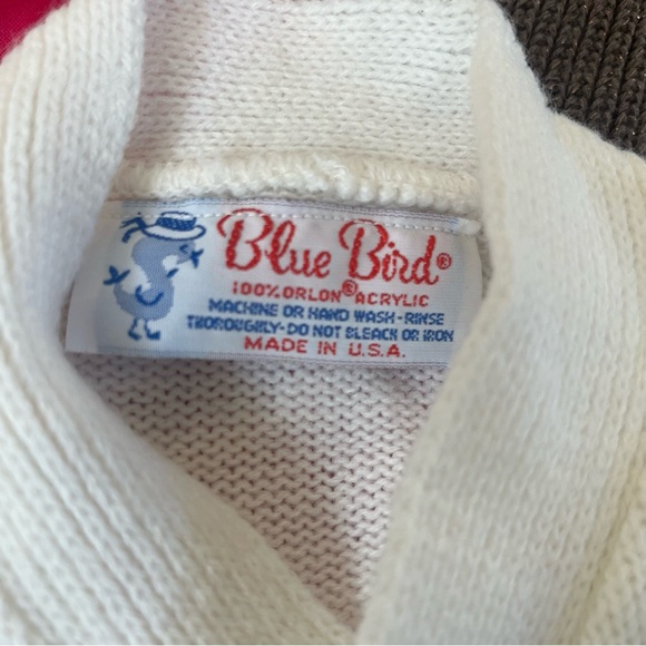Vintage blue bird button down cardigan sweater baby appliqué 12-18 months - Picture 5 of 6